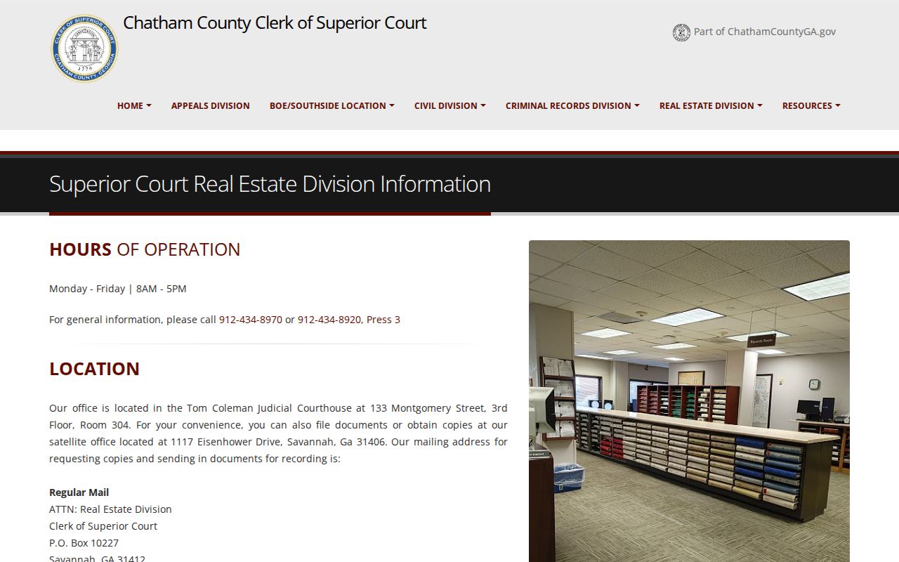 Chatham County street directory Real Estate Division page