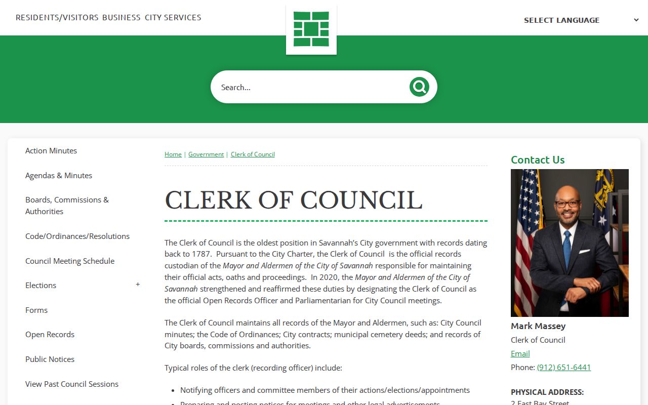 Chatham County ZIP code directory Clerk of Council records